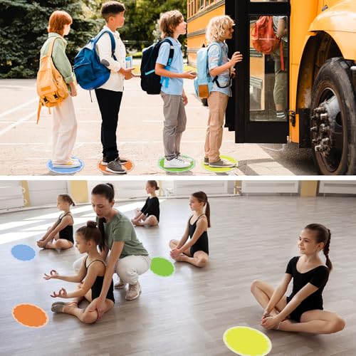 WSICSE Classic 36Pcs 6-inch Multicolor Classroom Floor Dots for Line Up