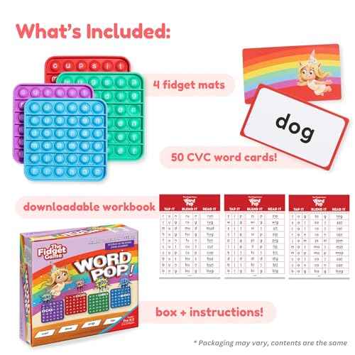 The Fidget Game Word Pop, CVC Words - Learn to Read in Weeks - Multisensory Reading & Phonics Interactive Game Ideal for Pre Kindergarten to 1st Grade (Packaging May Vary)