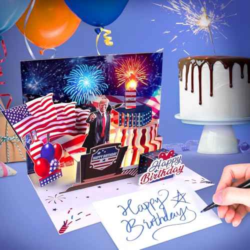Birthday Cards, Happy Birthday Greeting Card with Music, Lights and Blowable Candle (Blue)