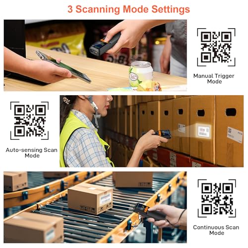 KUIIYER Mini Bluetooth Barcode Scanner, Wireless 2D QR 1D Bar Code Scanners with LCD Screen Display & Setting Keypad & AI Voice, Small Portable Handheld Barcode Reader for Smart Phone, Computers & POS
