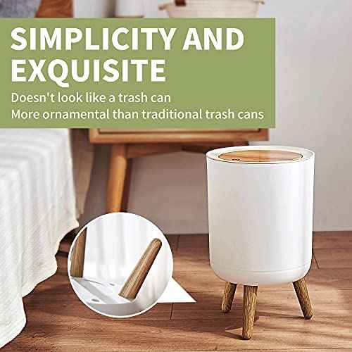 Trash can£¬7Liter/1.8 Gallon Garbage can with Press top Lid£¬Nordic Modern Waste Basket£¬Plastic Trash bin Suitable for Kitchen, Bathroom, Bedroom, Living Room, Office, Outdoor£¬Dog Proof Trash can¡¦¡¦