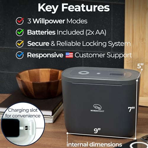 Mindsight Timed Lock Box Plus | Fits Small Tablets (iPad Mini), Phones (10+) & More | Great for Schools & Families | Helps Reduce Screen Time & Build Better Habits | Out of Sight ~ Out of Mind