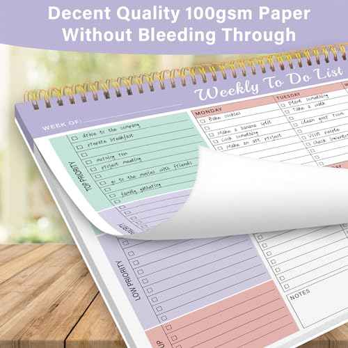 Weekly To Do List Notepad with 52 Undated Sheets£¨8.5"¡¿11"£©- Weekly Desk Planner Pad with Spiral Binding for Women & Man, Office, School and Home Personal Organizer