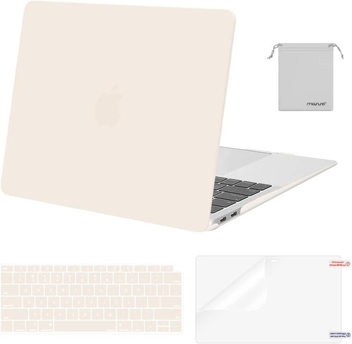 MOSISO MacBook Air 13-Inch Case | Hard Shell with Keyboard Cover & Screen Film - Beige, M1 Chip Compatible