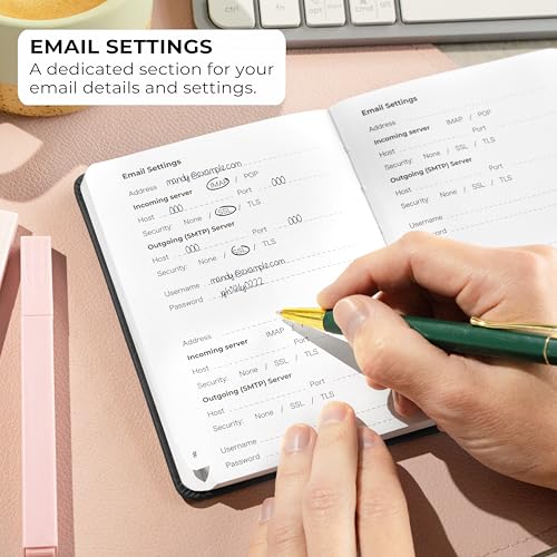 Clever Fox Password Book with Alphabetical Tabs - Small 4x5.5 Inch Black