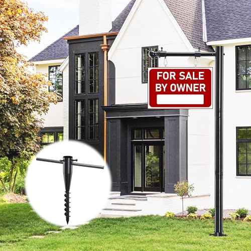 Real Estate Sign Post, Open House Signs for Real Estate, 100 inch Realtor Yard Sign Post for Sale, Rent, 35" Arm Holds up to 25" Sign, Black