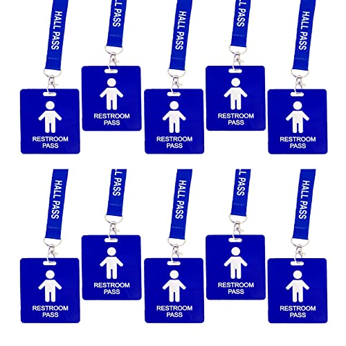 Reusable PVC School Hall Pass Lanyards for Boys, 10 Pack