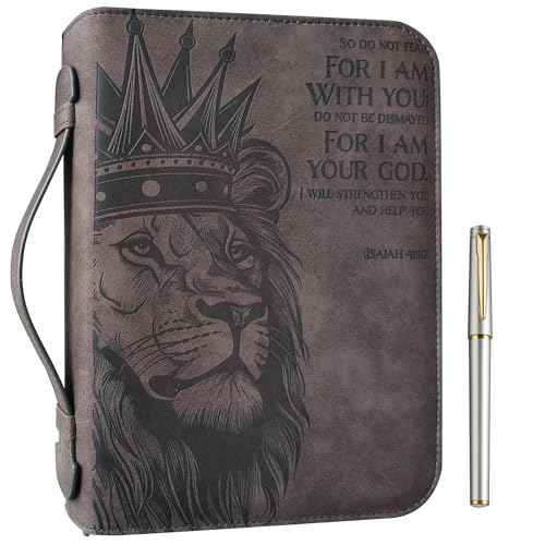 Bible Cover, The PCG Store Bible Case with Pen, 9.00" L x 6.15" W x 1.75" H Bible Covers for Woman and Men, Vegan Italian Leather Bible Bag.