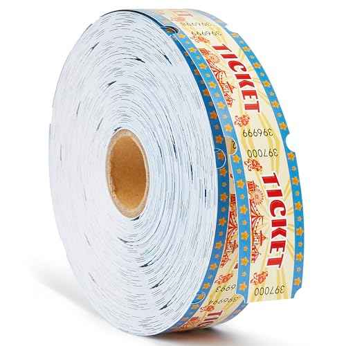 Carnival Tickets Single Roll Raffle Tickets for Events, Classroom or School Carnivals, Family Games, Door Prizes (1000 Pcs)