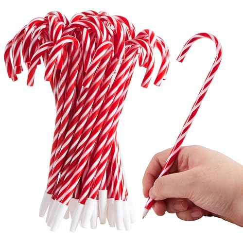 JOYIN 24 Pcs Christmas Candy Cane Ball Point Pens for Kids Gift, Xmas Pen Bulk for Christmas Stocking Stuffers, Teacher Student Gifts Classroom Supplies Carnival Prize Goodie Bag Fillers
