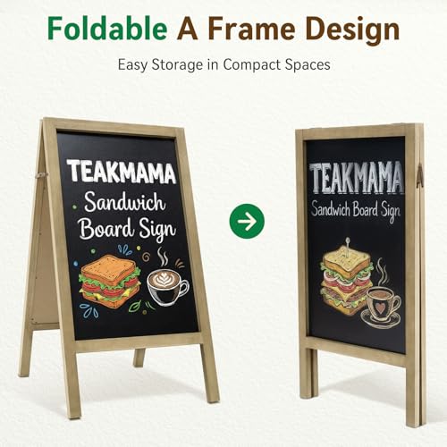 TEAKMAMA Grey A Frame Double-Sided Chalkboard Sign 40x20 Inches