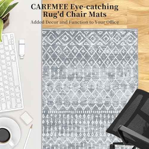 Office Chair Mats for Hardwood Floor, 36"X48" Desk Chair Mat for Hard Floor, Gaming Computer Chair Mat Office Rug for Rolling Chairs, Low Pile Carpet Under Chair Floor Protector, Grey Trellis