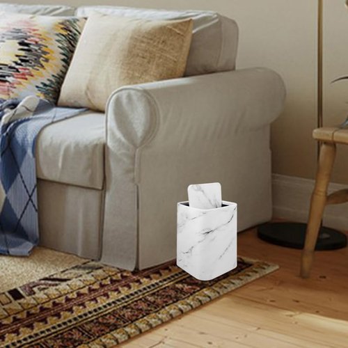 Veemoon Marble Pattern Trash Can with Lid Square Bathroom Kitchen Waste Bin Cute Trash Container for Home Office and Hotel