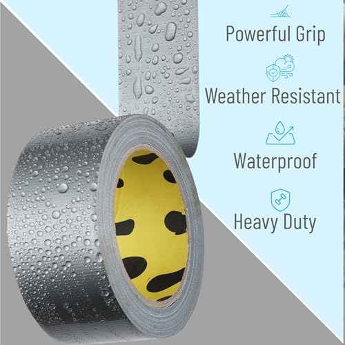 Bates- Duct Tape Heavy Duty, 2 Inch x 90 ft, Silver, Waterproof Tape for Outdoor Use, Easy Tear, Weather Resistant