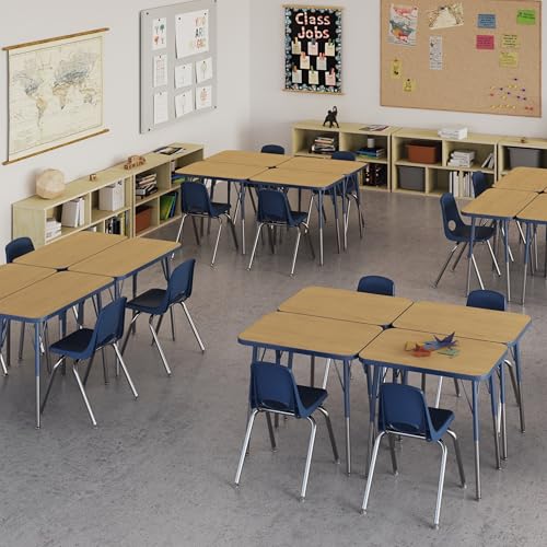 Factory Direct Partners 16-Inch Navy Classroom Stack Chair with Swivel Glides - Pack of 6