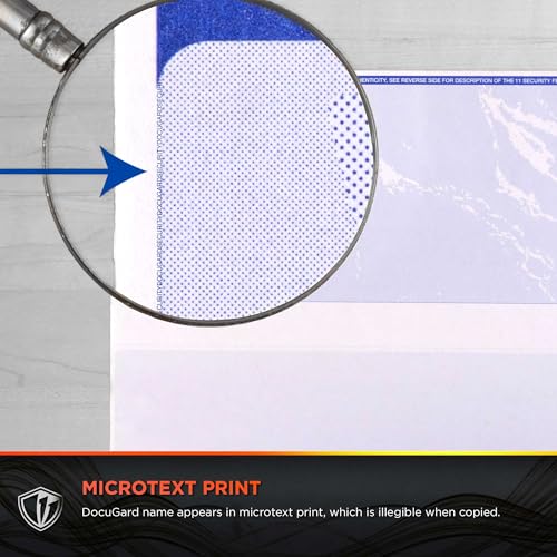 DocuGard Blue Security Check Paper - 500 Sheets, Compatible with Laser & Inkjet