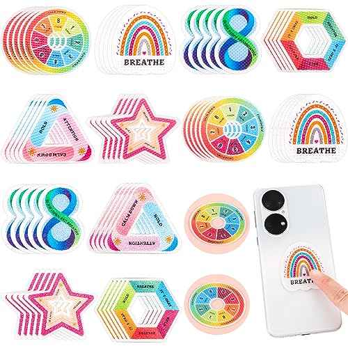 60 Pcs Anxiety Sensory Stickers, Reusable Textured Stickers Adhesive Mindfulness Fidget Sticker Calming Breathing Sticker for Kids & Adults