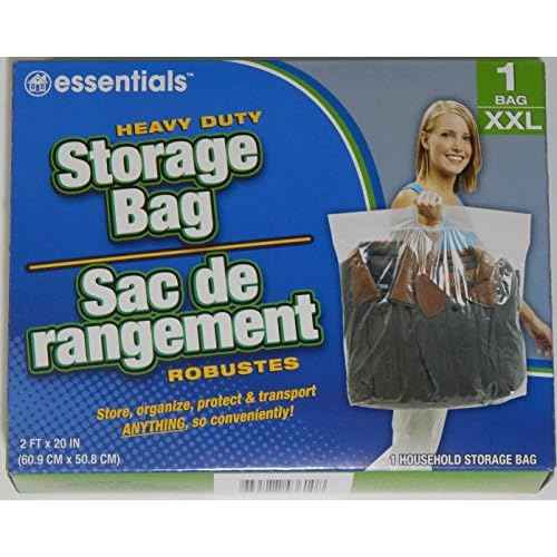 essentials(TM) Heavy Duty Clear Plastic Storage Bags w/ Zip-Lock & Carry Handle, 1-Count XX Large 24¡±x20¡±(Pack of 4)