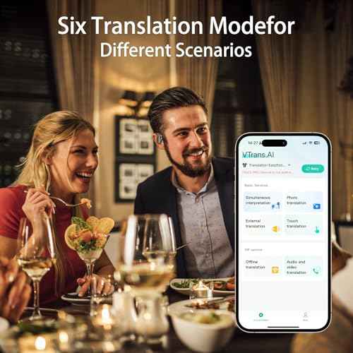 AI Translator Earbuds, Translation Earbuds Real Time,Translating Headphones,Audifonos traductores ingl?s espa?ol, Language Translators£¬Fit iOS and Android, for Travel Learning,Black