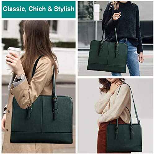 Laptop Bag for Women Leather Work Tote 15.6 Inch Laptop for Computer Messenger Bag Waterproof Briefcase Business Office Professional Large Capacity Handbag Shoulder Teacher Nurse Bag
