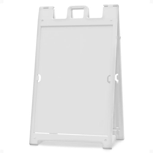 Plasticade Signicade Deluxe A-Frame Sidewalk Sign - Portable Double-Sided Display for Storefronts, White