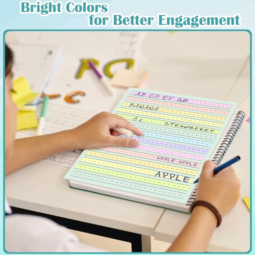 Multicolor Handwriting Practice Sheets for Kids - 50 Sheets, 0.5" Line Width, ADHD & Dysgraphia Support