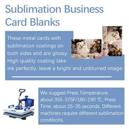 100 Pcs Sublimation Business Card Blanks Metal Bulk Aluminum Double Sides Name Cards Sublimation Blanks Products Heat Press Transfer Desk White sublimation business cards blank 3.4 x 2.1 x 0.01 Inch