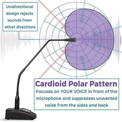 ECS WordSentry Professional Gooseneck Microphone, 3.5mm Uni-Directional Conference Mic, Anti Slip Base and Adjustable Heavy Duty Metal Design