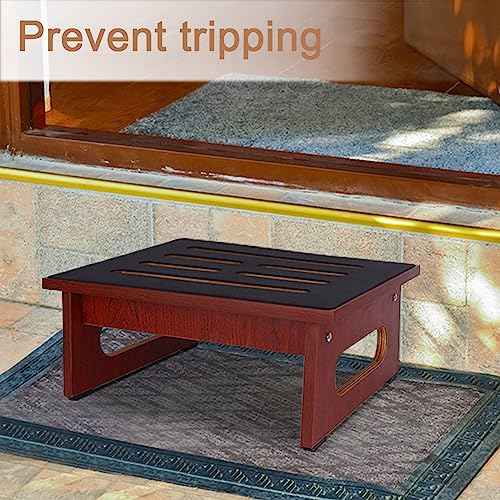One Step Stool for Adults Seniors with Non-Slip Rubber Step Surface, 6.9" Heavy Duty Wood Stepping Stool with 450 LB Capacity Bed Steps for High Beds, Bathroom, Bedroom, Kitchen & Kids Bedside Support