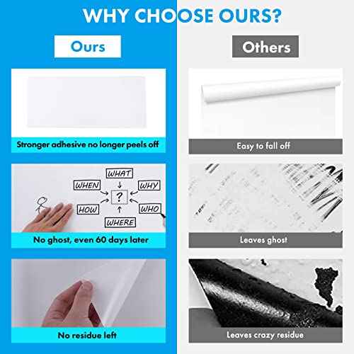 HAMIGAR Whiteboard Sticker for Wall 18" x 79" Dry Erase Board Wallpaper Peel and Stick, White Board Stick on Wall, Contact Paper Adhesive Poster Board Whiteboard with 1 Marker