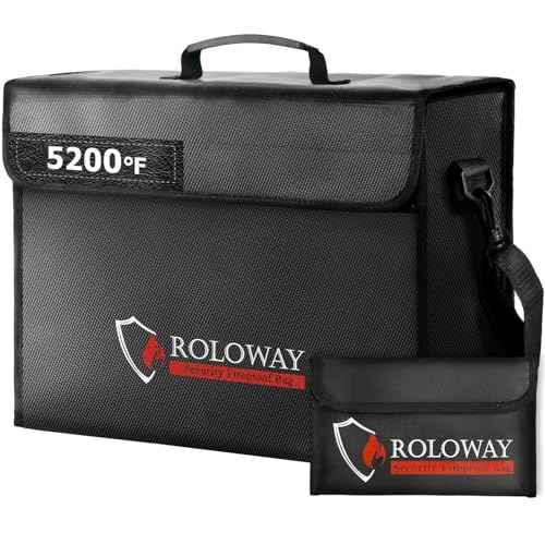 ROLOWAY Large Fireproof Bag 5200¢µ Heat Insulated (17 x 12 x 5.8 inches), Fireproof Document Bag for Cash Safe and Document Safe