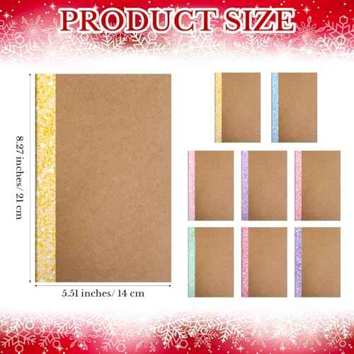 48 Pcs Composition Notebooks Bulk A5 Kraft Cover Lined Journals with Glitter Spines Small Travel Journal Notebook for Student School Office Supplies, 5.5 x 8.3 Inch, 60 Pages, 30 Sheets