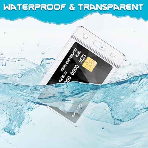 BESARME 30 Pack Vertical ID Badge Holders Clear Plastic Waterproof Card Holder Resealable for Office Worker Teacher
