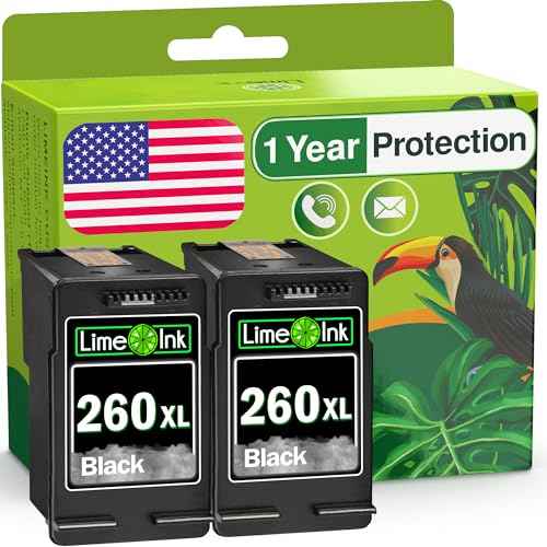 Limeink Compatible Ink Cartridge Replacement for Canon 260 Black Ink Cartridge 260XL for Canon TS6420 TS6400 PG-260 Pixma TS5320 TS5300 (2 Black)