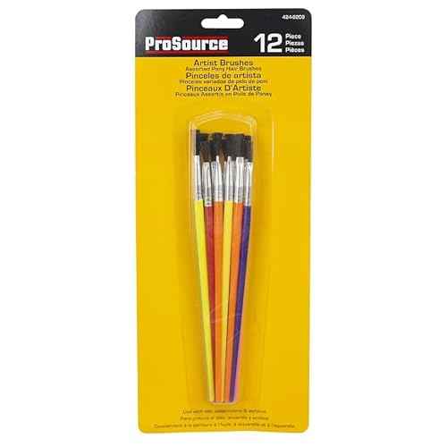 Rocky Mountain Goods Classic Kids Paintbrush Set - 12 Craft Paintbrushes for Watercolors, Art, Oil Painting, Acrylic, School, Touch Ups - Plastic Fun Multi Color Handles with Metal Ferrules