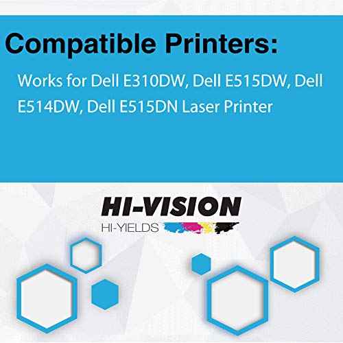 HI-Vision¢ç 3 Pack Compatible 593-BBKD, PVTHG Toner Cartridge Replacement for E310dw/ E514dw/ E515dw/ E515dn (High Yield Black)