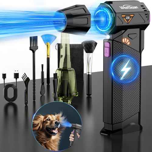 Compressed Air Duster, 210000RPM Mini Electric Air Duster Equipped with Continuously Variable Speed, 320g Wind Pressure Turbo Blower with Vacuuming Unit for Keyboard, PC, Car, Home(Black)