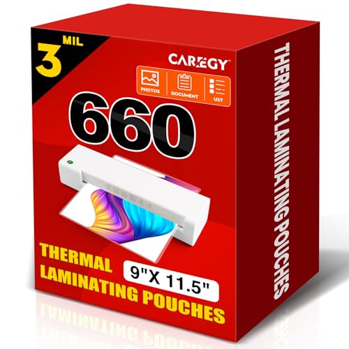 CAREGY 660 Pack 9x11.5 Inch 3 Mil Laminating Pouches for Documents & Photos