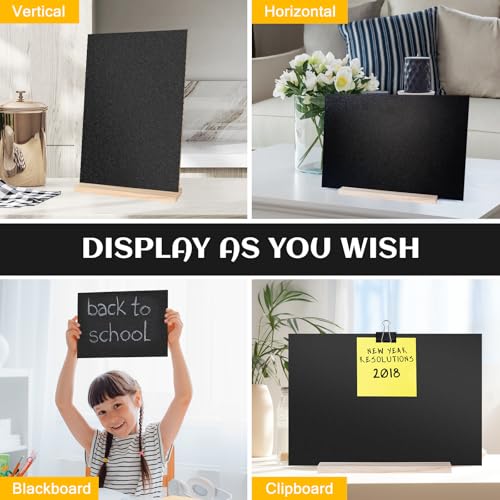 Small Chalkboard Sign 7.9 X 11.8 Inch Tabletop Chalkboard with Wooden Base Stand Double Sided Message Menu Chalk Board Stand Sign for Kitchen Wedding Bar Restaurant Party Decoration (1 Pack)