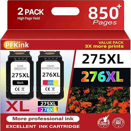275XL 276XL Ink Cartridge Combo Pack Replacement for Canon 275 and 276 Ink cartridges for Pixma TR4720 TS3522 TS3520 TS3720 TS3722 TS3500 TR4722 TR4723 TR4700 High Yield (1Black/1Color)