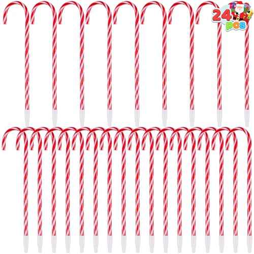 JOYIN 24 Pcs Christmas Candy Cane Ball Point Pens for Kids Gift, Xmas Pen Bulk for Christmas Stocking Stuffers, Teacher Student Gifts Classroom Supplies Carnival Prize Goodie Bag Fillers