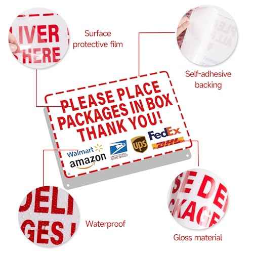 Please Leave Packages and Deliveries Here Sign£¬Self-Adhesive Waterproof and Durable Place Packages in Box Sign, Please Delivery Packages in Box Sticker for Home, Office, Shop, Door