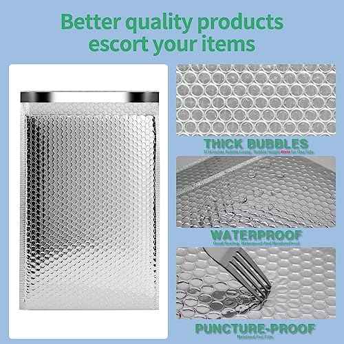 Thermal Bubble Mailer 8 x 11 Inch, Self Seal Cool Bubble Mailers 25 Pack,Insulated Bubble Mailers for Cold Shipping,Foil Mailing Envelopes,Silver Insulated Shipping Bags for Food,Cosmetics