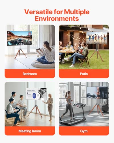 VEVOR Tripod TV Stand 40-65in TV - Oak Legs, 99 lbs, 18° Swivel, VESA 600x400mm (Tripod)