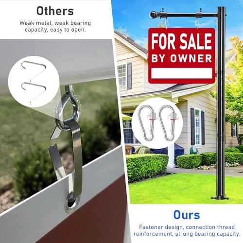 Real Estate Sign Post, Open House Signs for Real Estate, 100 inch Realtor Yard Sign Post for Sale, Rent, 35" Arm Holds up to 25" Sign, Black