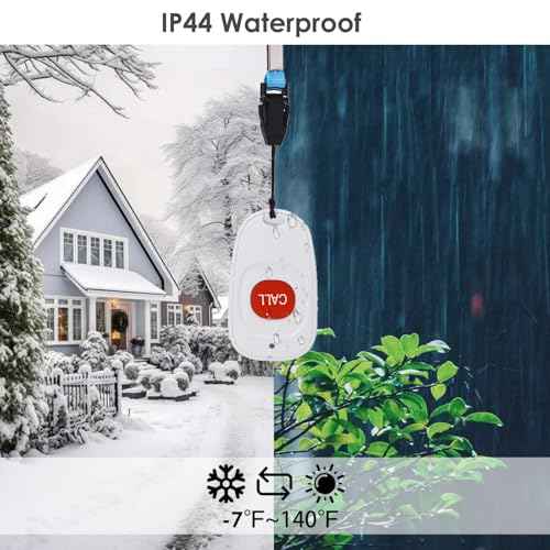 Caregiver Pager, FullHouse Wireless Emergency Button for Elderly, IP55 Waterproof, Call Button Panic Button for Home/Patient/Disabled