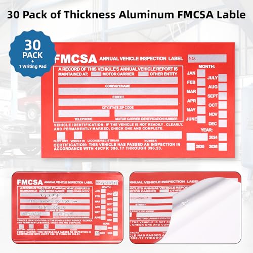 DOT Compliant 30-Pack Vehicle Inspection Forms with 3-Ply Carbonless, Hardboard & Red FMCSA Stickers