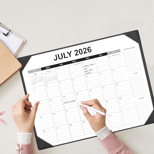 Adronix Black Desk Calendar 2026-2027 with Desk Mat, 22x17 Inch Large Office Planner