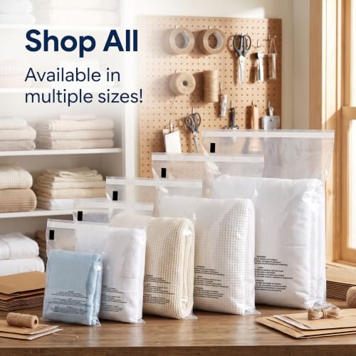 14” x 20” Self Seal Clear Poly Bags with Suffocation Warning – 200 Pack, Durable & Tamper-Evident