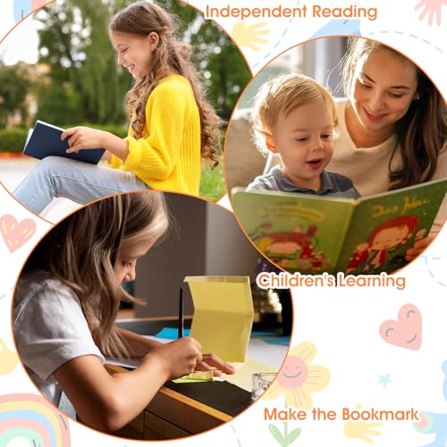 Tyqour 12pcs Dyslexia Reading Tools Set with Colored Overlays & Finger Pointers - White, Yellow, Blue, Red, Purple, Orange